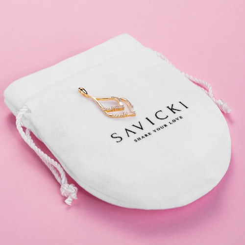 Zawieszka łezka Savicki: srebrna pozłacana, cyrkonie